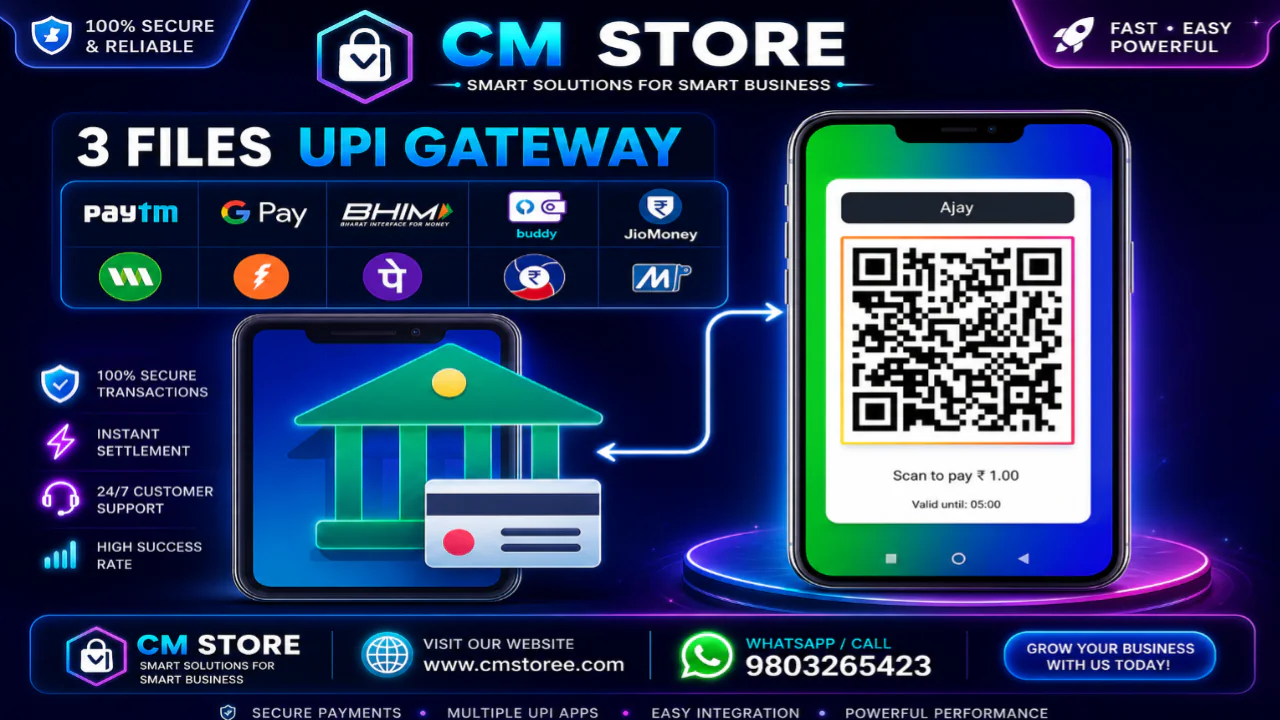 27 Three-Files UPI QR Payment Gateway Script – No Admin Panel Required