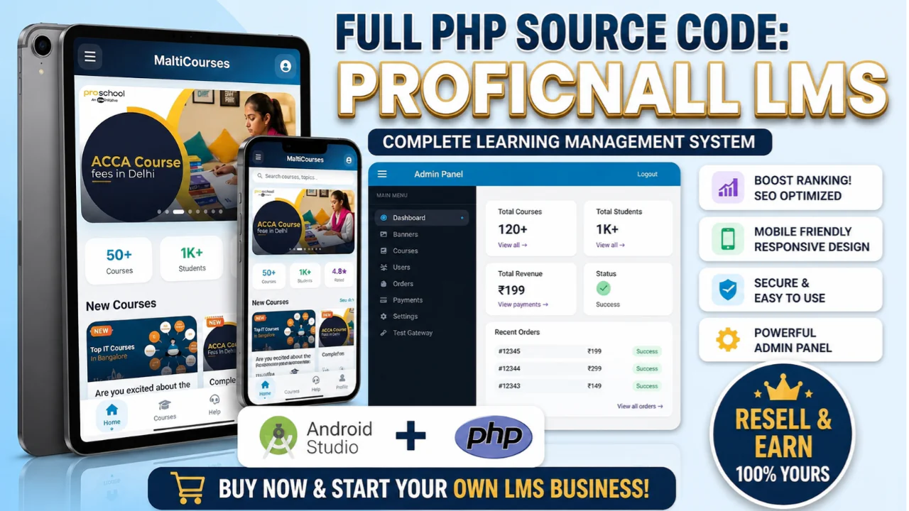 39 Android App + PHP Website + Entire Source Code & Documentation
