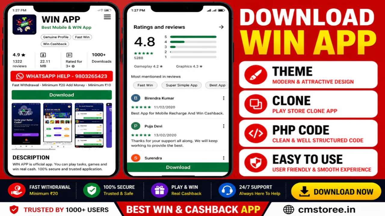 34 Play Store Clone PHP Script – Full Responsive Theme & App Landing Page