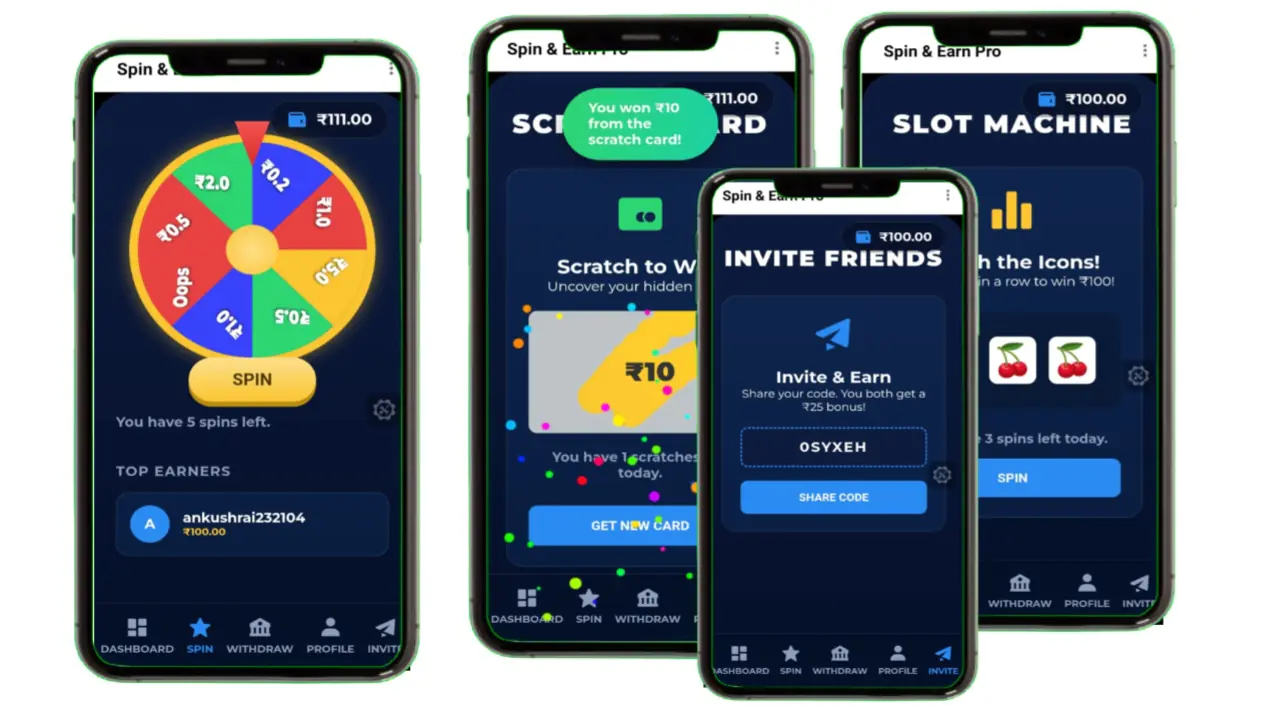 Spin & Earn Pro - रिवॉर्ड गेम ऐप और वेबसाइट Source Code (Admin Panel सहित)