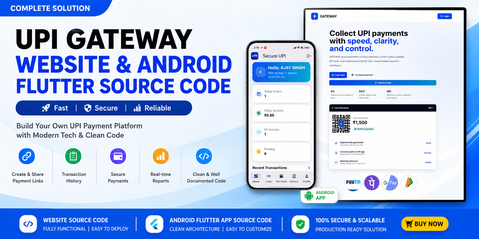 49 UPI Gateway Website & Android Flutter Source Code