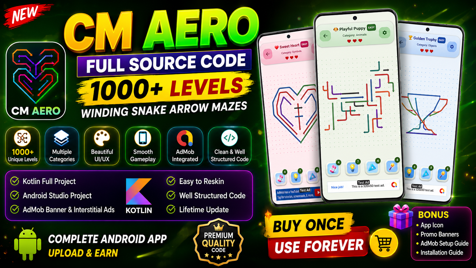 🔥 CM AERO Full Source Code | 1000+ Levels | Kotlin Android Studio | AdMob Integrated | Buy Now 🚀