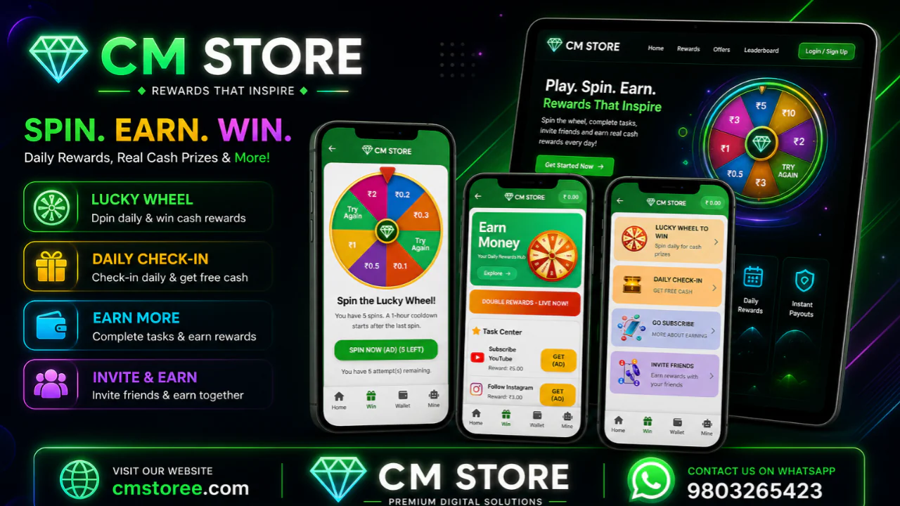 09 Earningappday - Spin & Earn Rewards Web Application + Admin Panel